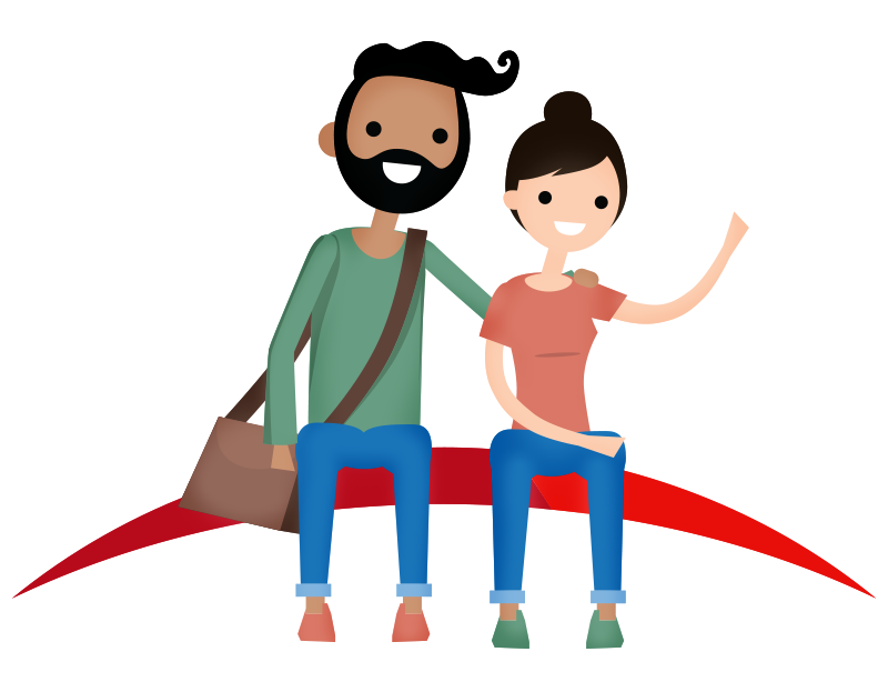 Illustration of a couple sitting on the Arch.